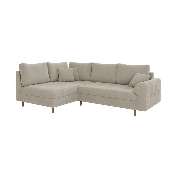 Divano angolare beige (con penisola a sinistra/a L) con rivestimento in bouclé Ariella – Ropez