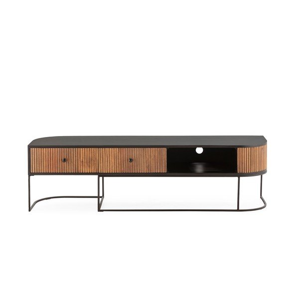 Mobile TV di colore naturale in mango massiccio 160x45x40 cm Curve – MOME-image-2