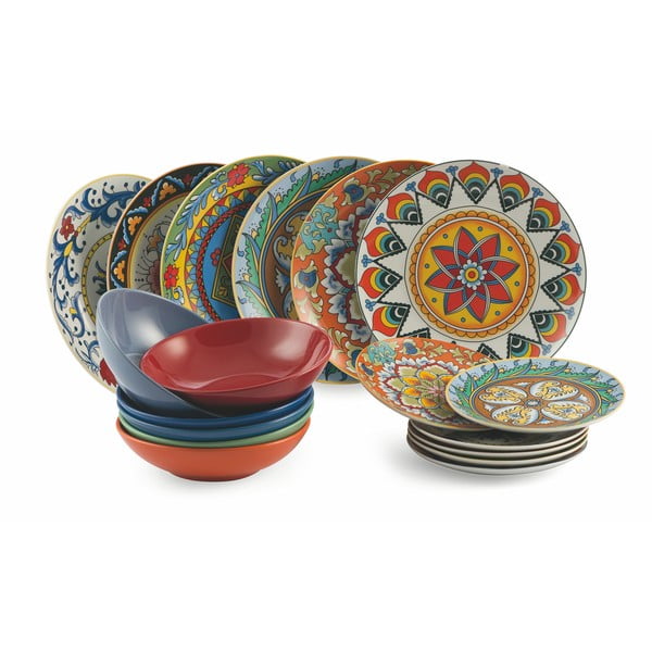 18dílná sada barevných talířů z porcelánu a kameniny VDE Tivoli 1996 Renaissance-image-2