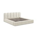 Letto matrimoniale imbottito beige con contenitore con griglia 180x200 cm Mano - Makamii