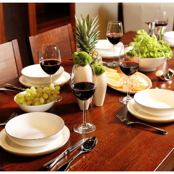 Sada talířů a mís se stříbrným proužkem, 15dílná-image-1