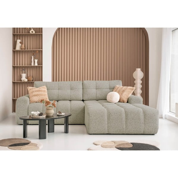 Divano angolare componibile marrone chiaro allungabile/con contenitore (con penisola a destra) Lulu – Miuform-image-1