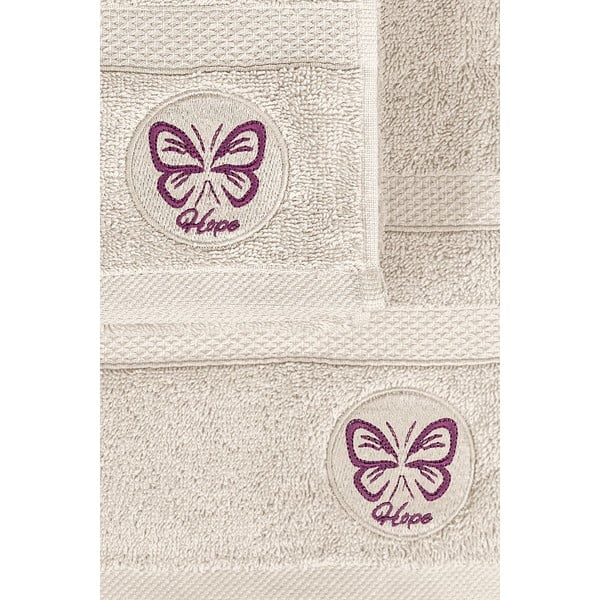 Set di asciugamani per viso e corpo tipo terry beige in cotone 2 pz Hope – Foutastic-image-2