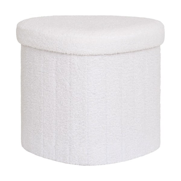 Poggiapiedi bianco con rivestimento in bouclé Medford – House Nordic