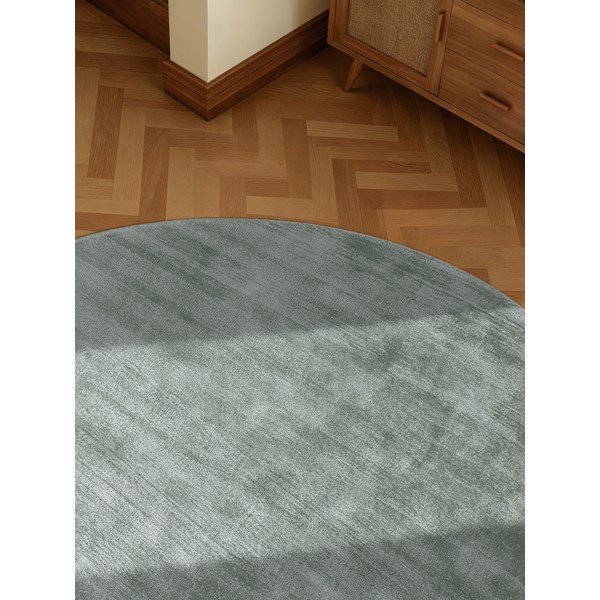 Tappeto rotondo azzurro in viscosa tessuto a mano ø 120 cm Noemi – Vikosa-image-4