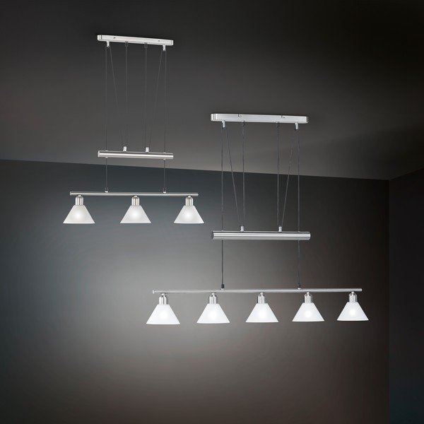 Lampadario argentato con paralume in vetro Stamina – Trio-image-2