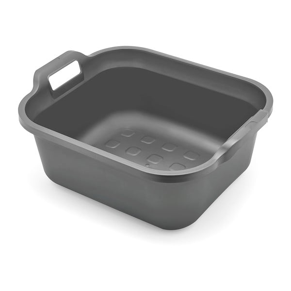 Lavorazione in plastica grigio metallizzato con due manici , 39 x 32 x 14 cm - Addis