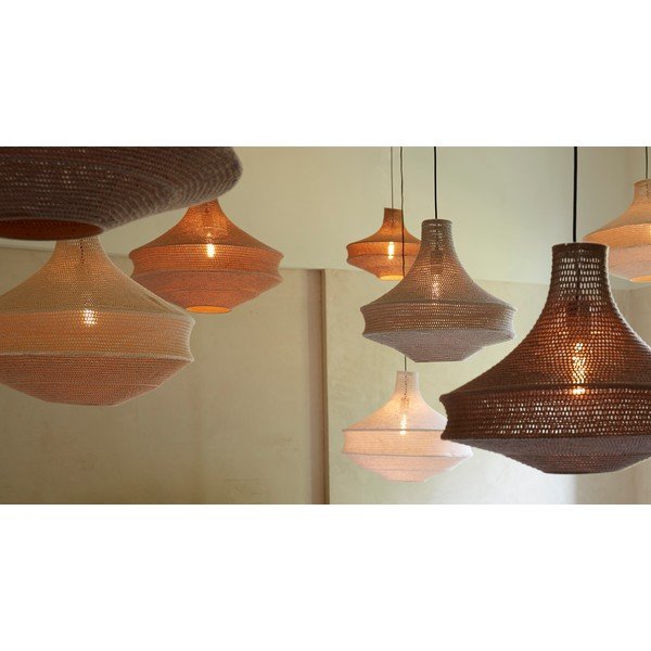 Lampadario color crema con paralume in tessuto ø 60 cm Viggo - Light & Living-image-3