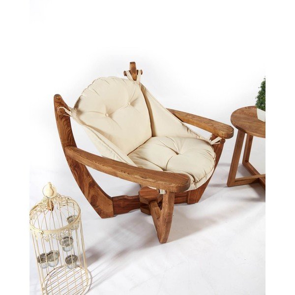 Sedia da giardino in legno color crema-naturale Relax - Floriane Garden-image-4