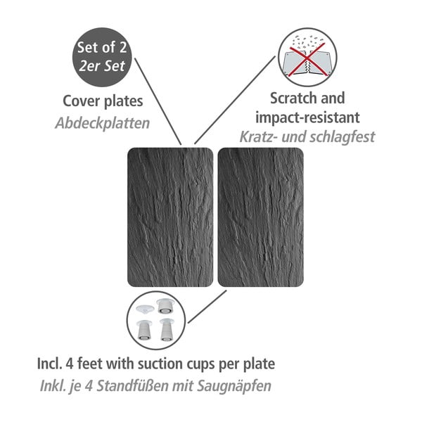 Set di 2 coperchi in vetro per fornello statale XL, 40 x 52 cm Universal - Wenko-image-3