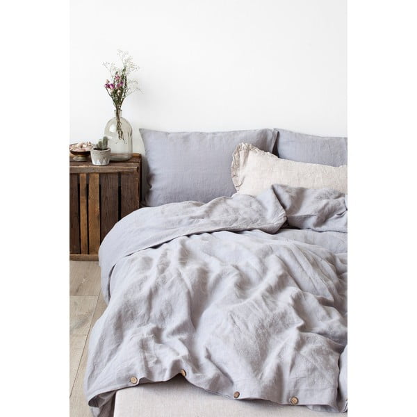 Federa di lino grigio chiaro , 70 x 90 cm Light Grey - Linen Tales-image-1