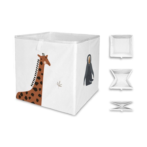 Organizzatore di giocattoli per bambini in tessuto bianco 32x32x32 cm Safari Animals - Butter Kings-image-2