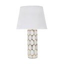 Lampada da tavolo bianca/dorata in ceramica con paralume in tessuto (altezza totale 56 cm) Glam Carv – Mauro Ferretti