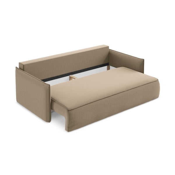 Divano marrone chiaro allungabile/con contenitore con rivestimento in velluto 225 cm Hula – Makamii-image-3