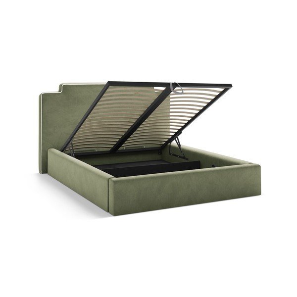 Letto matrimoniale imbottito verde con contenitore con rete inclusa 160x200 cm Princess – Micadoni -image-4