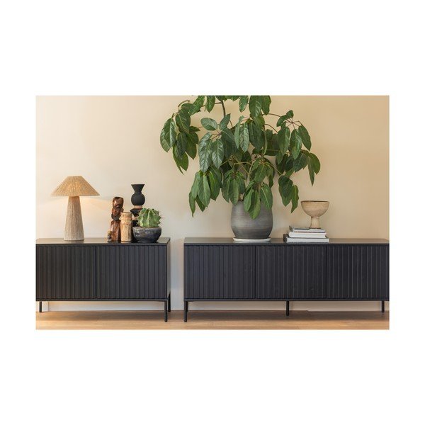 Mobile TV nero in pino massiccio 100x56x44 cm Gravure – WOOOD-image-1
