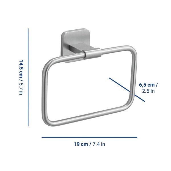 Portasciugamano senza foratura color argento opaco in acciaio inox con aggancio Turbo-loc Porto – Wenko-image-1
