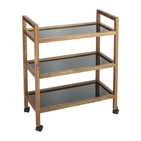 Scaffale per il bagno nero/di colore naturale in acacia massiccia 65x76,5 cm Fondi – Wenko