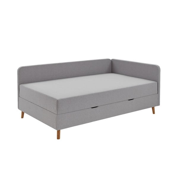 Letto singolo imbottito grigio chiaro con contenitore con materasso incluso 90x200 cm Cabana – Meise Möbel