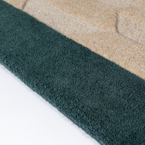 Passatoia di colore naturale/color foglia di tè in lana tessuta a mano 60x230 cm Apex Border Wool – Flair Rugs-image-4
