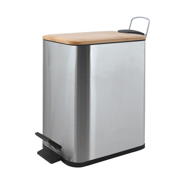 Cestino per la spazzatura color argento opaco in acciaio con pedale 5 l   Erik – Spirella-image-1