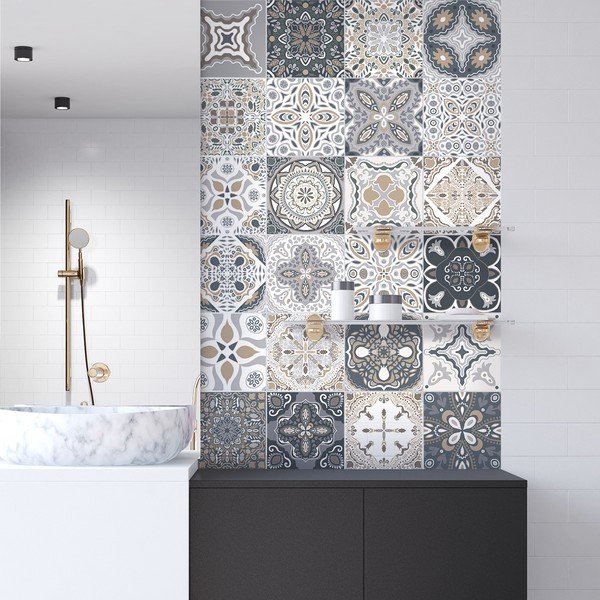 Set di 24 adesivi murali Tiles Azulejos Nello, 10 x 10 cm - Ambiance-image-1
