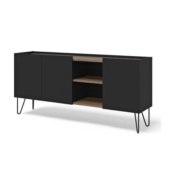 Cassettiera bassa marrone-nera in noce 180x83 cm Nina - TemaHome-image-2