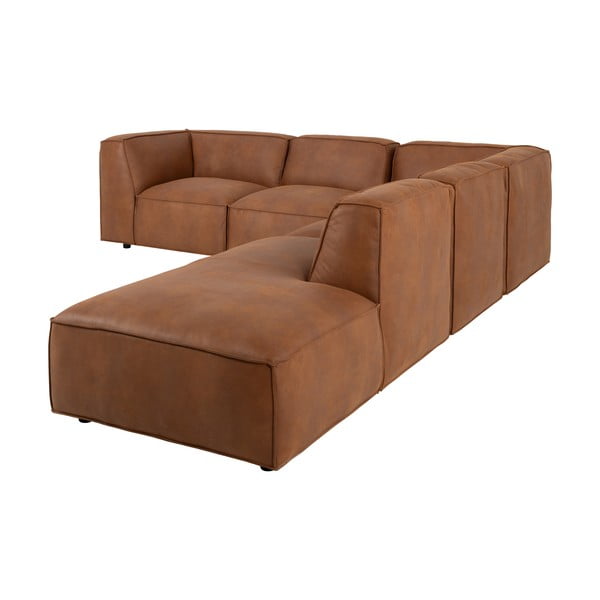 Divano angolare in similpelle marrone cognac (angolo destro) Fairfield Kentucky - Bonami Selection-image-4