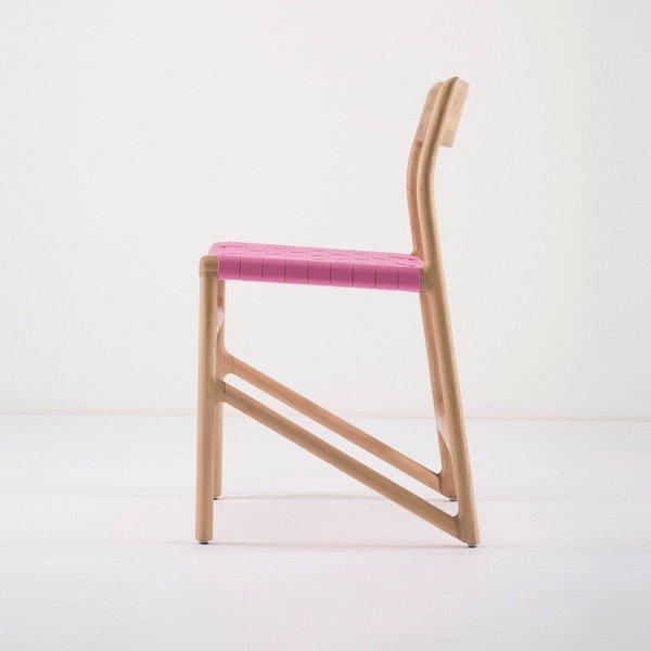 Sedia da pranzo in legno massiccio di quercia con seduta rosa Fawn - Gazzda-image-2