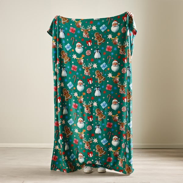 Coperta verde in micropile a tema natalizio 130x170 cm Christmas Icons – Catherine Lansfield-image-3