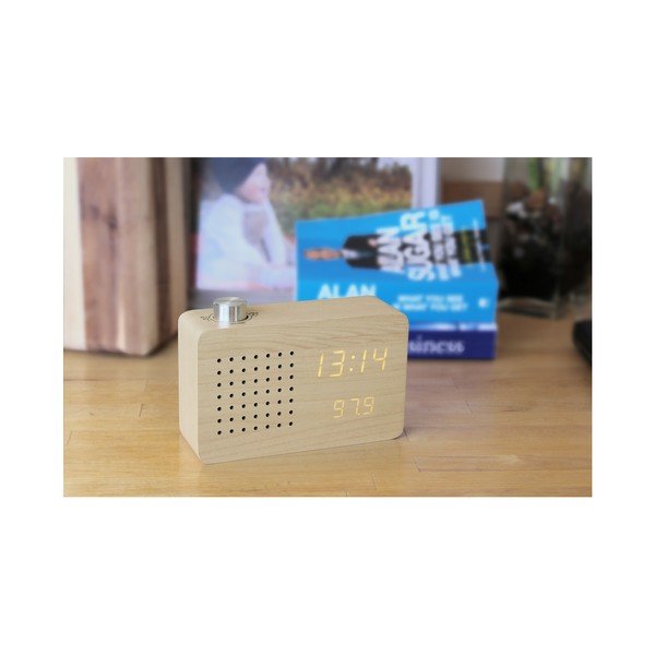 Sveglia beige con display a LED giallo e Radio Click Clock - Gingko-image-3