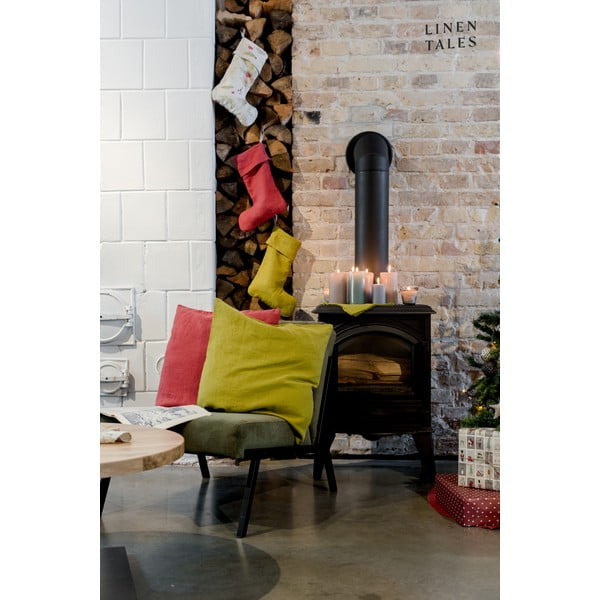 Calza natalizia in tessuto Christmas Print Natural – Linen Tales-image-1