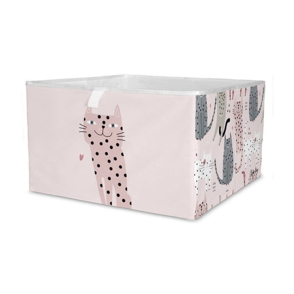 Organizer per giochi da bambino rosa chiaro in tessuto 32x32x20 cm Meow Meow – Butter Kings