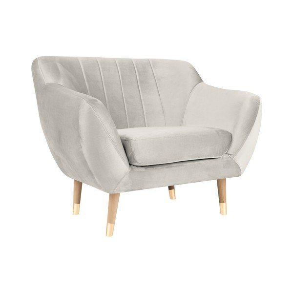 Poltrona in velluto crema Benito - Mazzini Sofas-image-2
