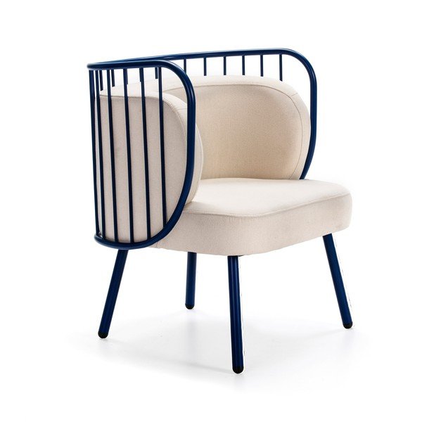 Poltrona in metallo blu con rivestimento bianco Nabi - Teulat