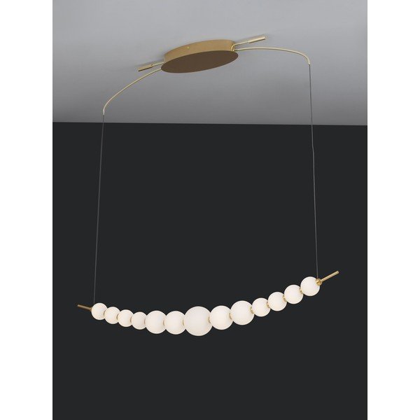 Lampadario LED bianco/dorato in metallo con paralume in vetro con intensità regolabile Perla – Nova Luce-image-1