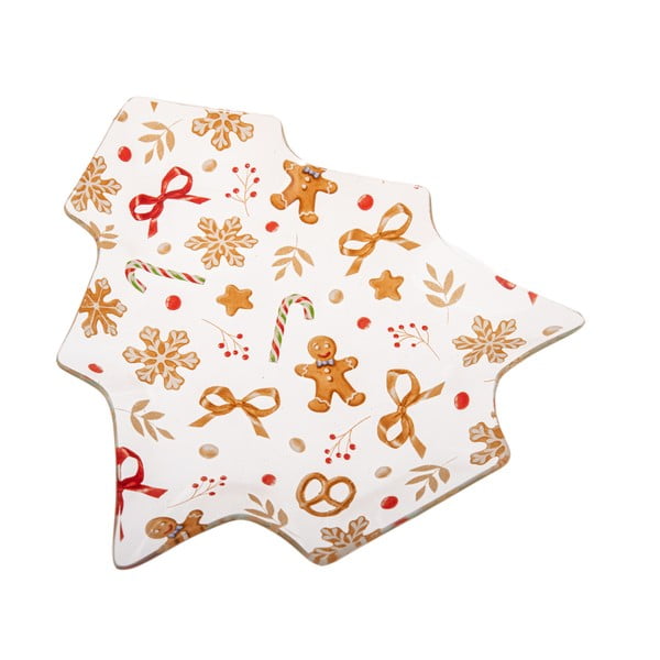 Piatto da portata bianco in vetro a tema natalizio Gingerbread – Dakls