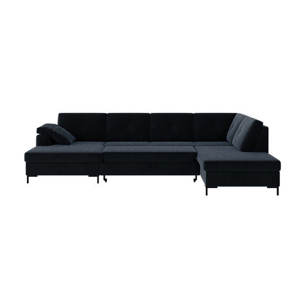 Divano letto a U in velluto blu scuro, angolo destro Moor - Ghado-image-3