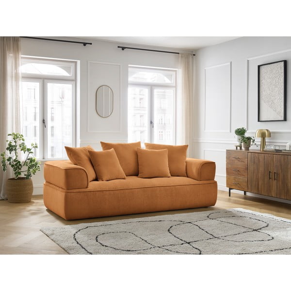 Divano color senape con rivestimento in ciniglia 237 cm Whesley – Bobochic Paris-image-1