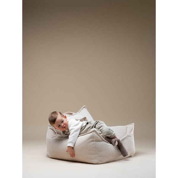 Pouf a sacco per bambini color crema con rivestimento in velluto a coste Chair – Wigiwama-image-4