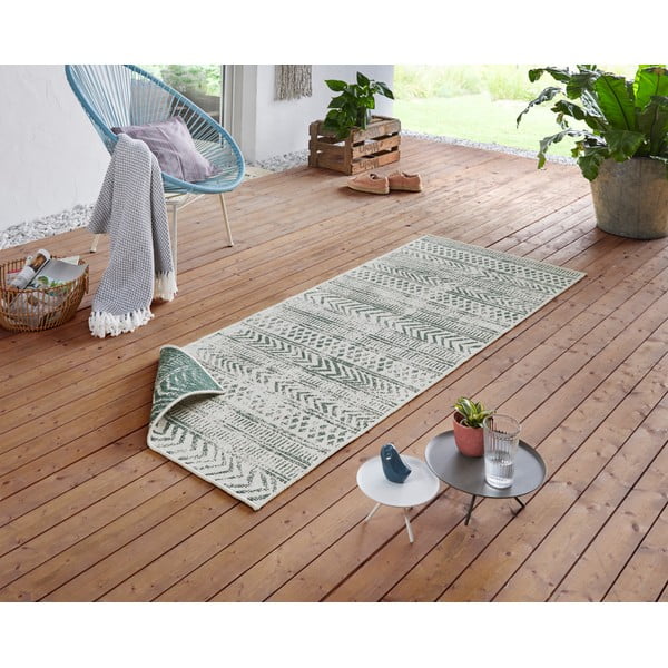 Tappeto per esterni verde e crema , 80 x 250 cm Biri - NORTHRUGS-image-1