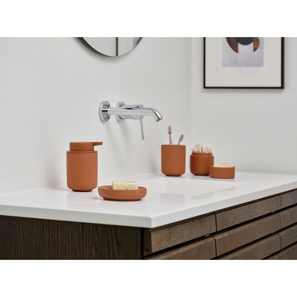 Organizer da bagno in gres arancione per tamponi di cotone Ume - Zone-image-1