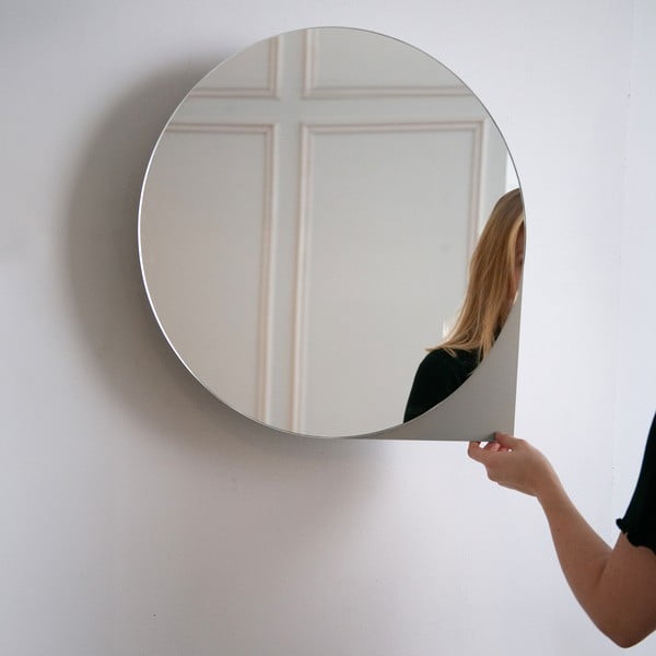 Mobile per bagno grigio tortora in metallo da appendere/con specchio 55x55 cm Sonnet – Spinder Design-image-2