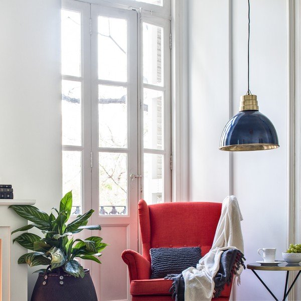 Lampada a sospensione con paralume in metallo blu scuro e oro ø 40 cm Sublime - HF Living-image-1