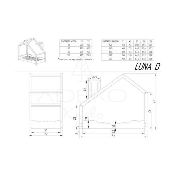 Letto in pino Luna Drom, 90 x 200 cm - Adeko-image-4