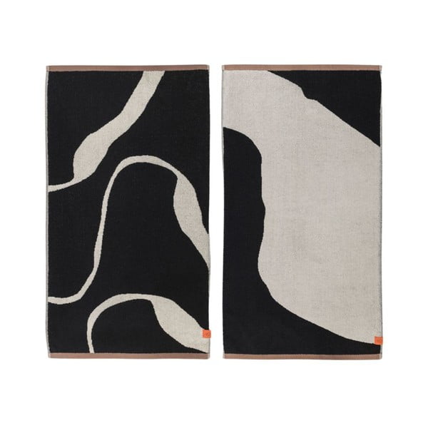 Asciugamani bianchi e neri in set da 2 pezzi in cotone biologico 50x90 cm Nova Arte - Mette Ditmer Denmark