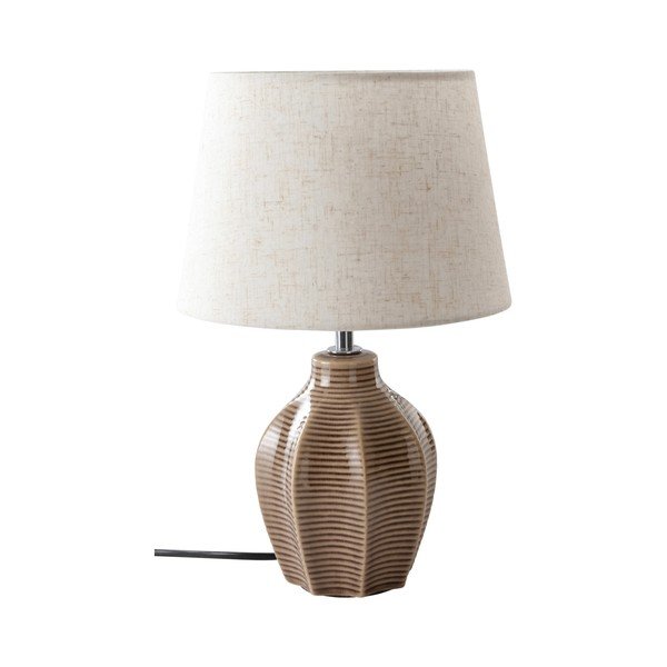 Lampada da tavolo beige/marrone scuro in ceramica (altezza totale 34 cm) Wera – Jotex