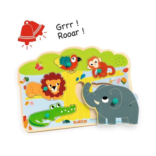 Puzzle a inserimento in legno Jungle - Djeco-image-1