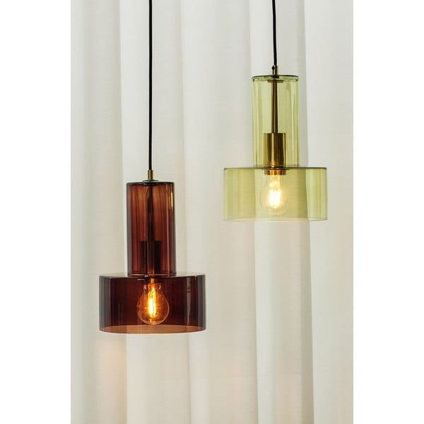 Lampada a sospensione in vetro verde ø 20 cm Ripple - Hübsch-image-1