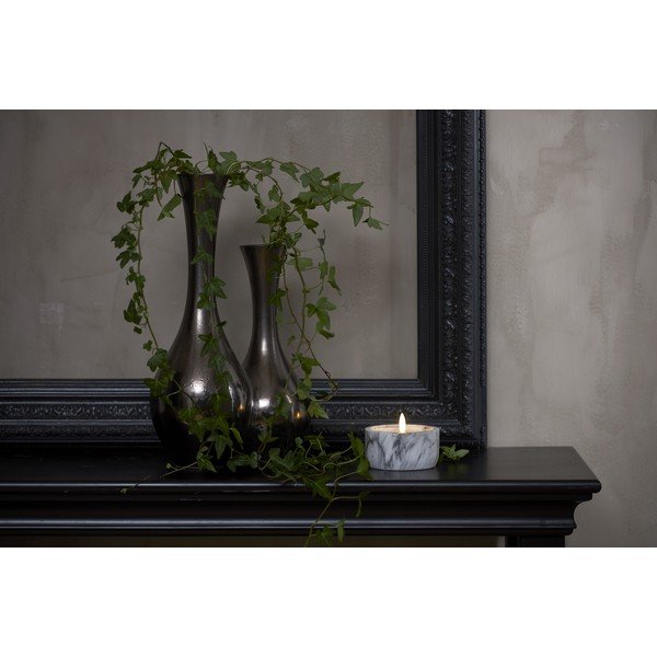 Candela LED in cemento grigio e bianco, altezza 7,5 cm Flamme Marble - Star Trading-image-3